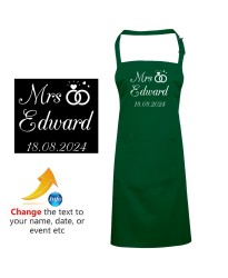 Customised Mrs Custom Text Name Date Engagement Rings Printed Adult Unisex Apron 